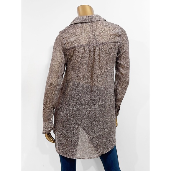 Threads 4 Thought Grey Brown Sheer Long Sleeve High-Low Oversized Blouse Size S - Picture 3 of 5